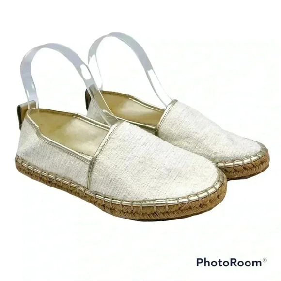 Zara Trafaluc Cream with Gold Espadrille Loafers - Picture 1 of 8